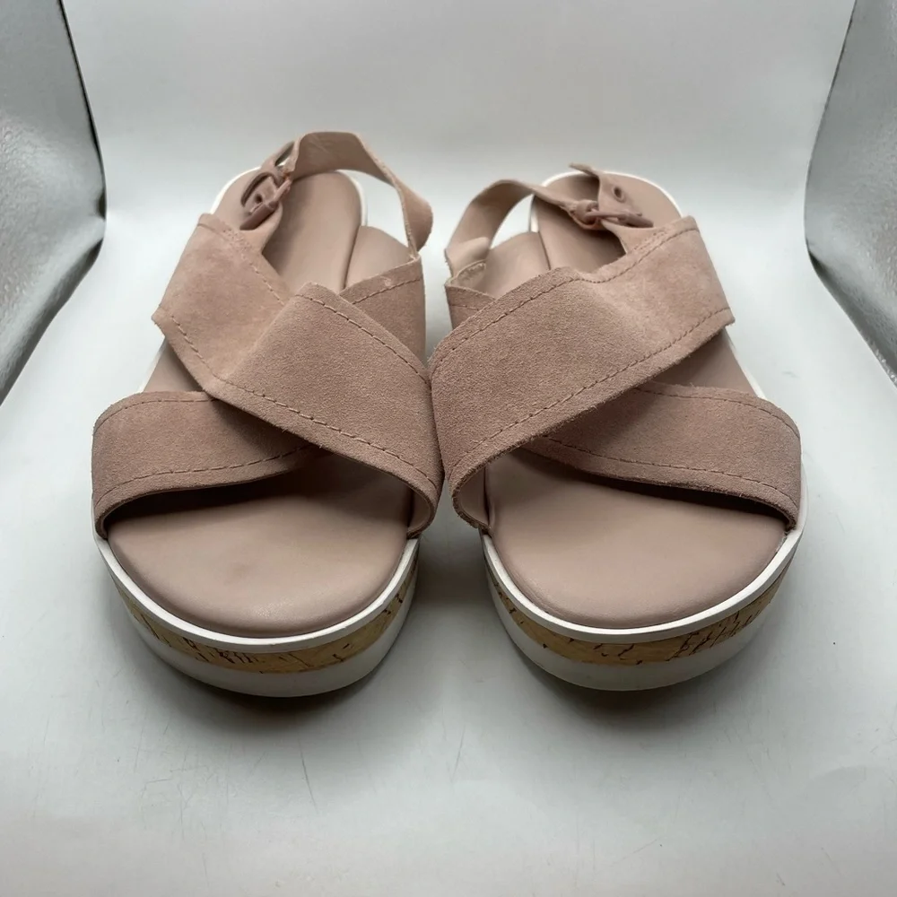 Marc Fisher MF Glitze womens pink suede slide platform sandals size 10
